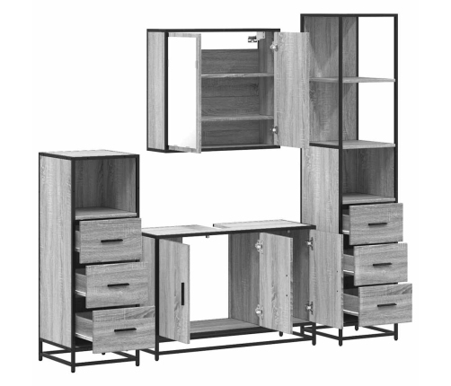 Set de muebles de baño 4 pzas madera contrachapada gris sonoma