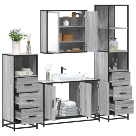 Set de muebles de baño 4 pzas madera contrachapada gris sonoma