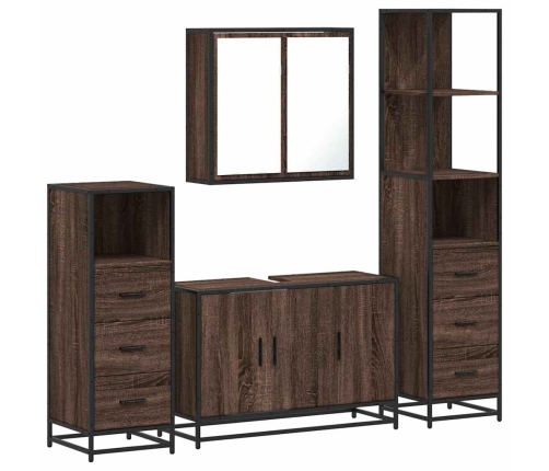 Set de muebles baño 4 pzas madera contrachapada roble marrón