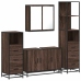 Set de muebles baño 4 pzas madera contrachapada roble marrón