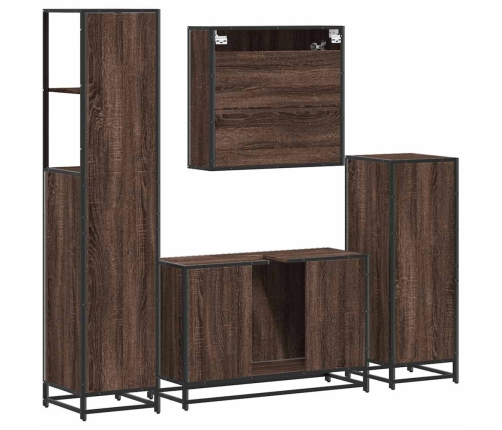 Set de muebles baño 4 pzas madera contrachapada roble marrón