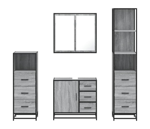 Set de muebles de baño 4 pzas madera contrachapada gris sonoma