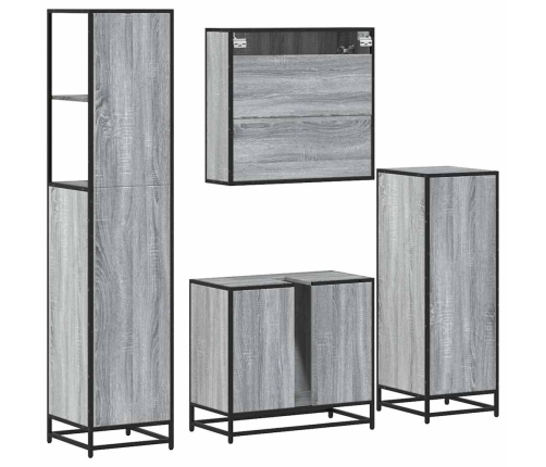 Set de muebles de baño 4 pzas madera contrachapada gris sonoma