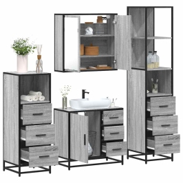 Set de muebles de baño 4 pzas madera contrachapada gris sonoma