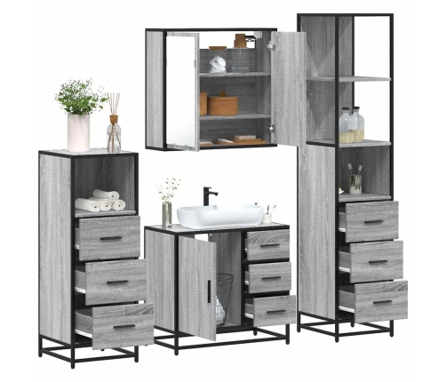 Set de muebles de baño 4 pzas madera contrachapada gris sonoma