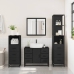 Juego de muebles de baño 4 pzas madera contrachapada negro