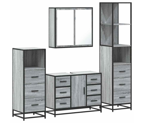 Set de muebles de baño 4 pzas madera contrachapada gris sonoma