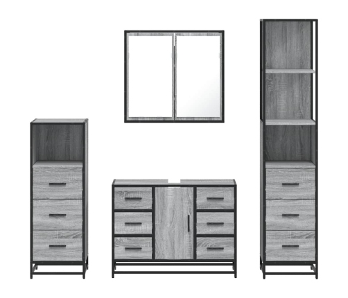 Set de muebles de baño 4 pzas madera contrachapada gris sonoma