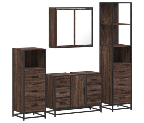 Set de muebles baño 4 pzas madera contrachapada roble marrón