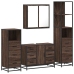 Set de muebles baño 4 pzas madera contrachapada roble marrón