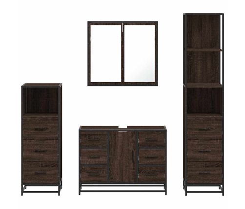 Set de muebles baño 4 pzas madera contrachapada roble marrón