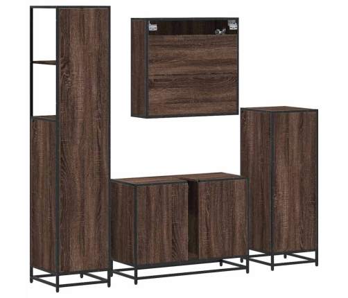 Set de muebles baño 4 pzas madera contrachapada roble marrón