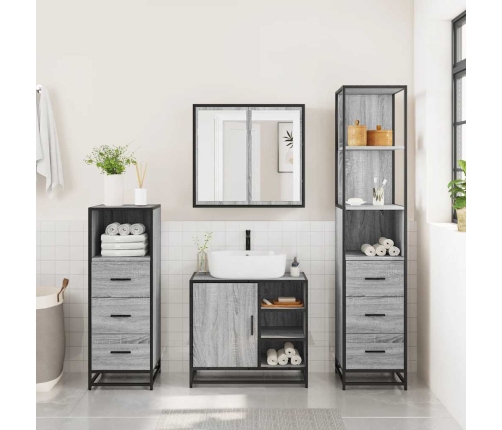 Set de muebles de baño 4 pzas madera contrachapada gris sonoma