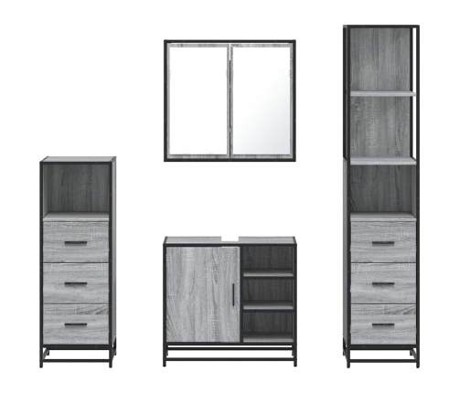 Set de muebles de baño 4 pzas madera contrachapada gris sonoma