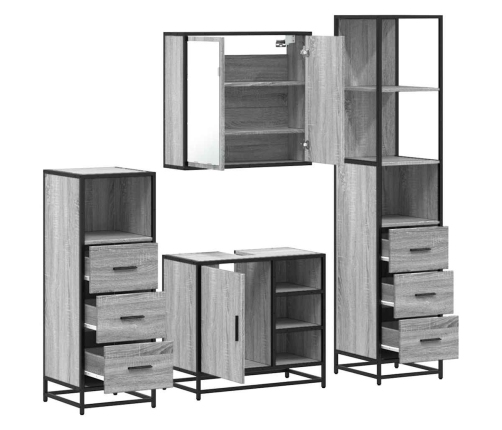 Set de muebles de baño 4 pzas madera contrachapada gris sonoma