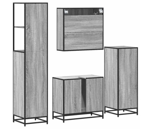 Set de muebles de baño 4 pzas madera contrachapada gris sonoma