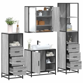 Set de muebles de baño 4 pzas madera contrachapada gris sonoma