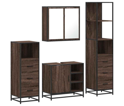 Set de muebles baño 4 pzas madera contrachapada roble marrón