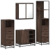 Set de muebles baño 4 pzas madera contrachapada roble marrón