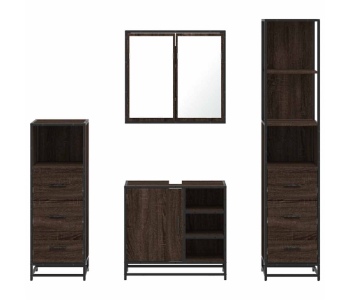 Set de muebles baño 4 pzas madera contrachapada roble marrón