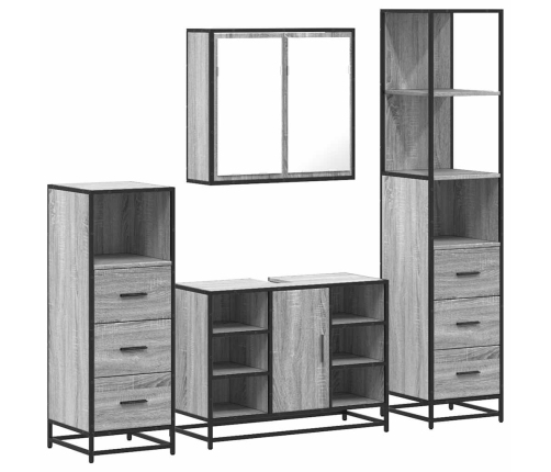 Set de muebles de baño 4 pzas madera contrachapada gris sonoma