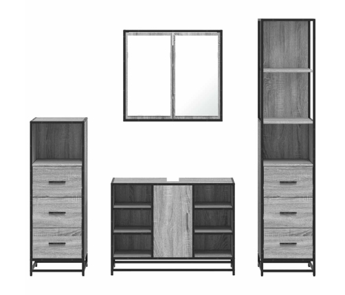 Set de muebles de baño 4 pzas madera contrachapada gris sonoma