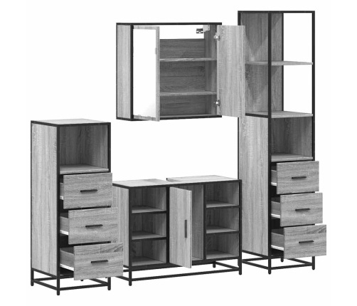 Set de muebles de baño 4 pzas madera contrachapada gris sonoma