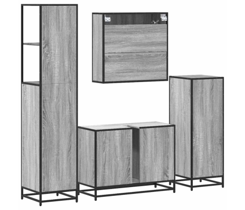 Set de muebles de baño 4 pzas madera contrachapada gris sonoma