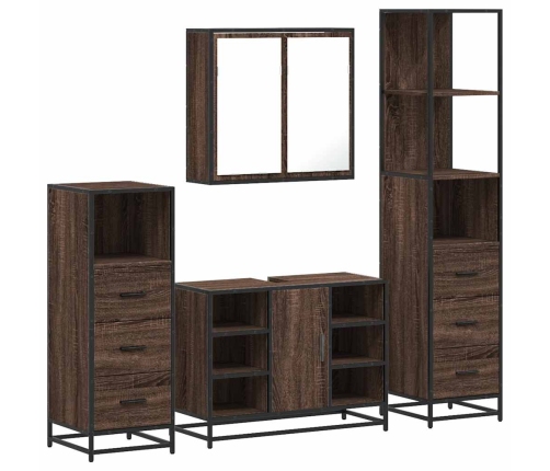 Set de muebles baño 4 pzas madera contrachapada roble marrón