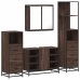 Set de muebles baño 4 pzas madera contrachapada roble marrón