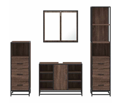 Set de muebles baño 4 pzas madera contrachapada roble marrón