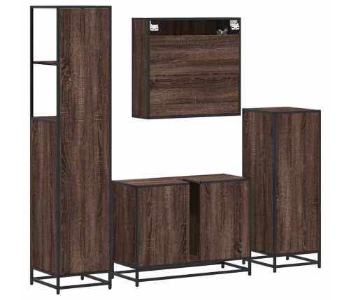 Set de muebles baño 4 pzas madera contrachapada roble marrón