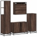 Set de muebles baño 4 pzas madera contrachapada roble marrón