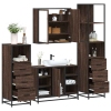 Set de muebles baño 4 pzas madera contrachapada roble marrón