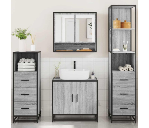 Set de muebles de baño 4 pzas madera contrachapada gris sonoma