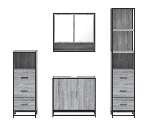 Set de muebles de baño 4 pzas madera contrachapada gris sonoma