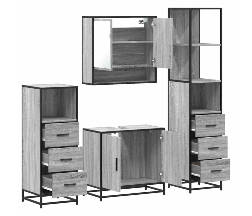 Set de muebles de baño 4 pzas madera contrachapada gris sonoma