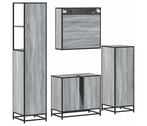 Set de muebles de baño 4 pzas madera contrachapada gris sonoma