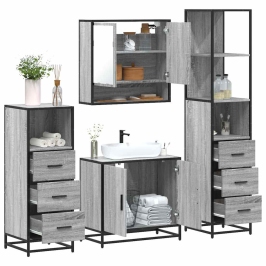 Set de muebles de baño 4 pzas madera contrachapada gris sonoma