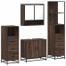 Set de muebles baño 4 pzas madera contrachapada roble marrón