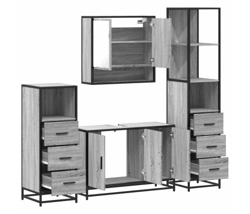 Set de muebles de baño 4 pzas madera contrachapada gris sonoma