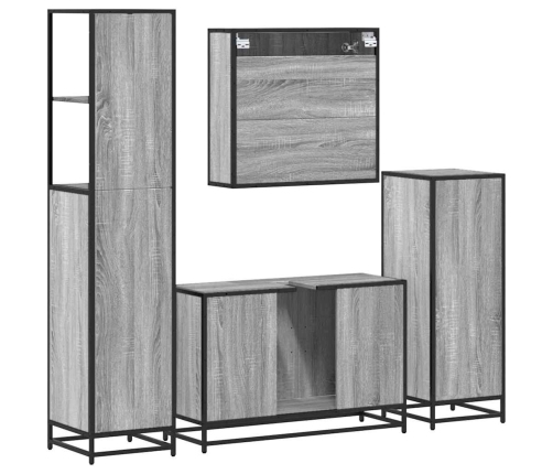 Set de muebles de baño 4 pzas madera contrachapada gris sonoma