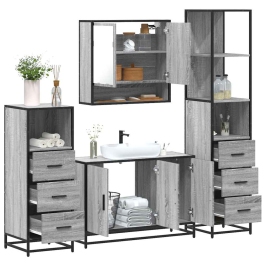 Set de muebles de baño 4 pzas madera contrachapada gris sonoma