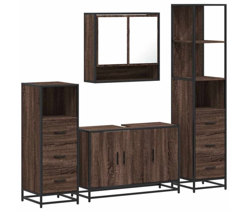 Set de muebles baño 4 pzas madera contrachapada roble marrón