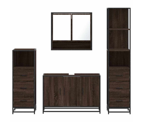 Set de muebles baño 4 pzas madera contrachapada roble marrón