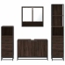 Set de muebles baño 4 pzas madera contrachapada roble marrón