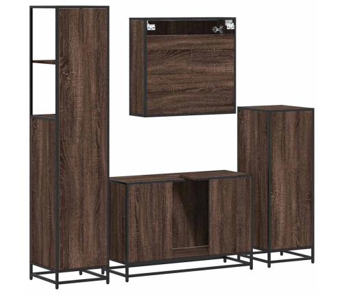 Set de muebles baño 4 pzas madera contrachapada roble marrón