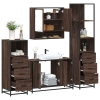 Set de muebles baño 4 pzas madera contrachapada roble marrón