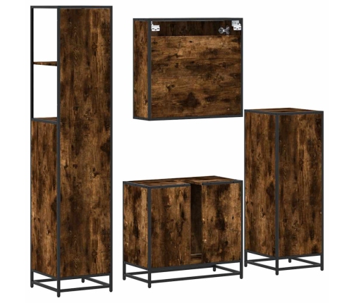 Set de muebles baño 4 pzas madera contrachapada roble ahumado