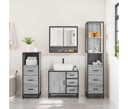 Set de muebles de baño 4 pzas madera contrachapada gris sonoma